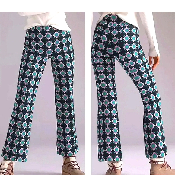 Anthropologie MAEVE The Margot Kick-Flare Cropped Pants In Geo Print. XS - Picture 1 of 14